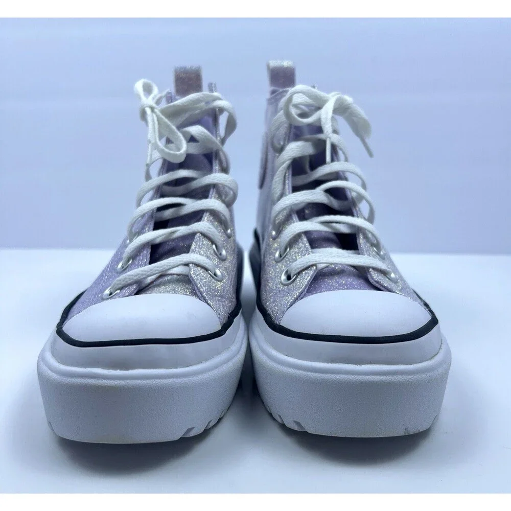 Converse Chuck Taylor Girls Lugged Glitter Platform Shoes Vapor Violet Size 5.5